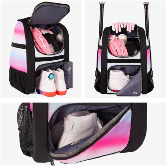 Softball Bag, Lightweight Baseball Backpack with Shoe Compartment, Baseball Bag - Picture 3 of 7
